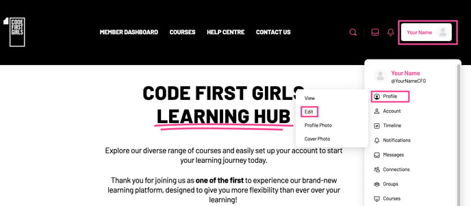 How to edit your profile on the Learning Hub